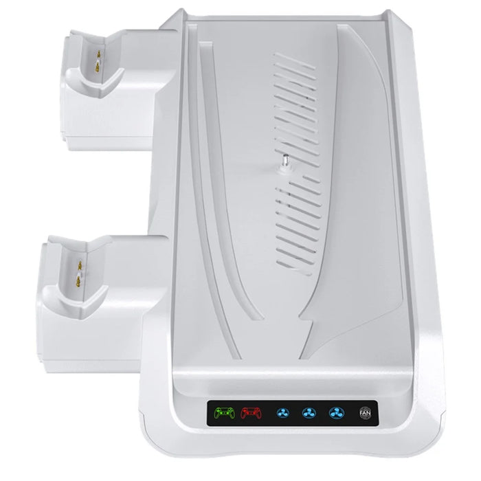 P5029 PS5  /  PS5 Pro  /  PS5 Slim  /  Standard Cooling Dock 3-Speed Fan Dual Controller Wireless Charging Station with Headset Stand - White - 1