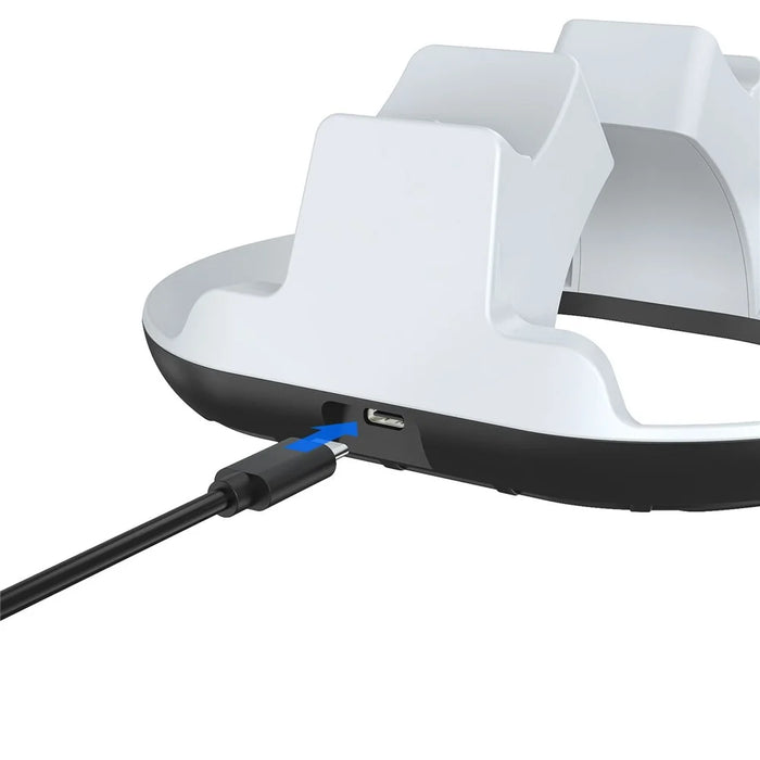 YZC-523 Dual Charging Stand for PS5  /  PS5 Edge Controller RGB Lighting LED Display Fast Charge Dock Station - White - 5
