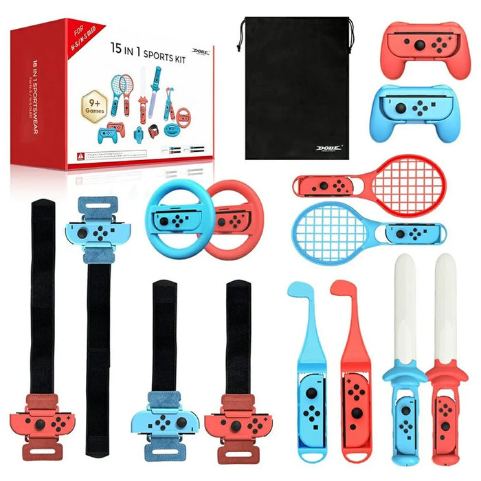 DOBE FOMIS ELECTRONICS TNS-3152 15-in-1 Sports Kit for Nintendo Switch  /  Switch OLED Joy-Con Sports Accessories Gaming Controller Set - 1
