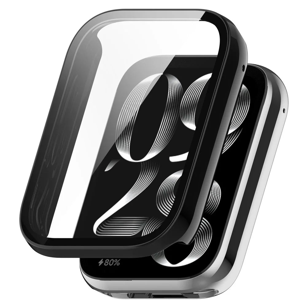 For Xiaomi Smart Band 10 Pro (Ceramic Edition) Protective Case with Tempered Glass Screen Protector PC Watch Cover - Black - 1
