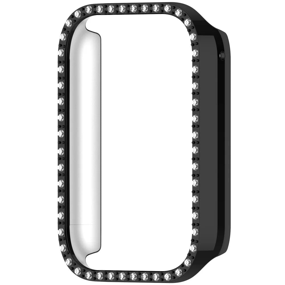 For Xiaomi Smart Band 10 Pro Ceramic Half Case Rhinestones Decor Hard PC Protective Cover - Black - 4