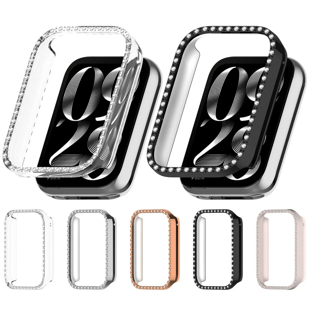 For Xiaomi Smart Band 10 Pro Ceramic Half Case Rhinestones Decor Hard PC Protective Cover - Black - 7