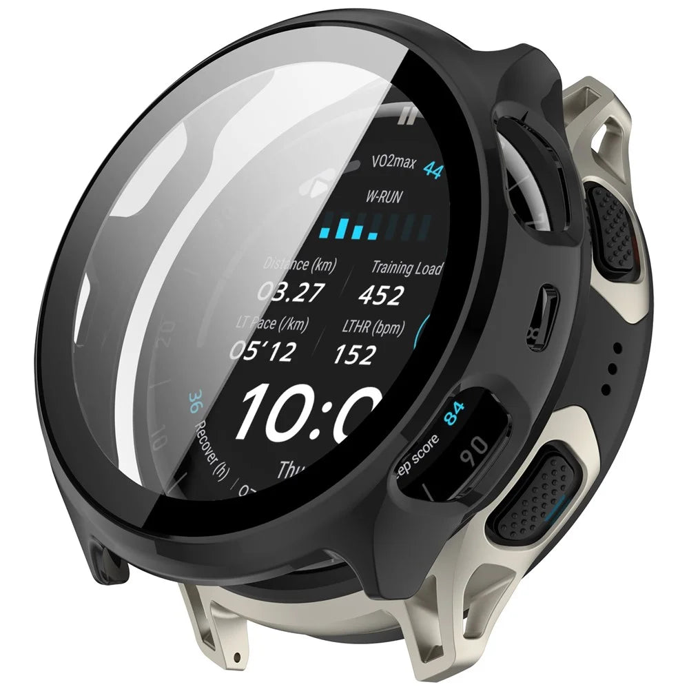 For Huami Amazfit Cheetah 2 Pro Protective Case with Tempered Glass Screen Protector PC Watch Cover - Black - 1