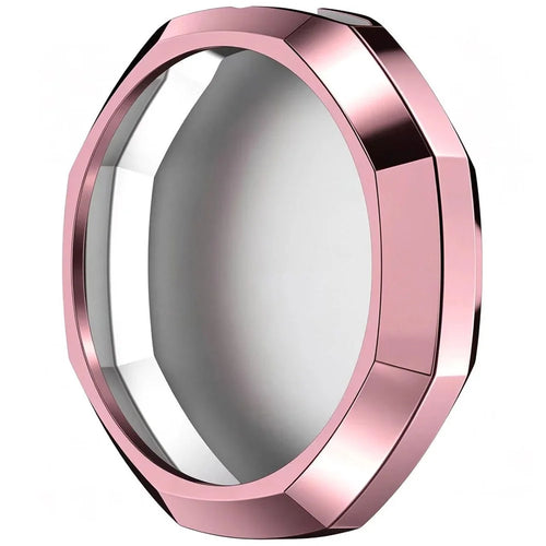 For Swatch Royal Pop Soft TPU Watch Case Multi-Faceted Geometric Design Electroplated Protective Cover - Pink - 1