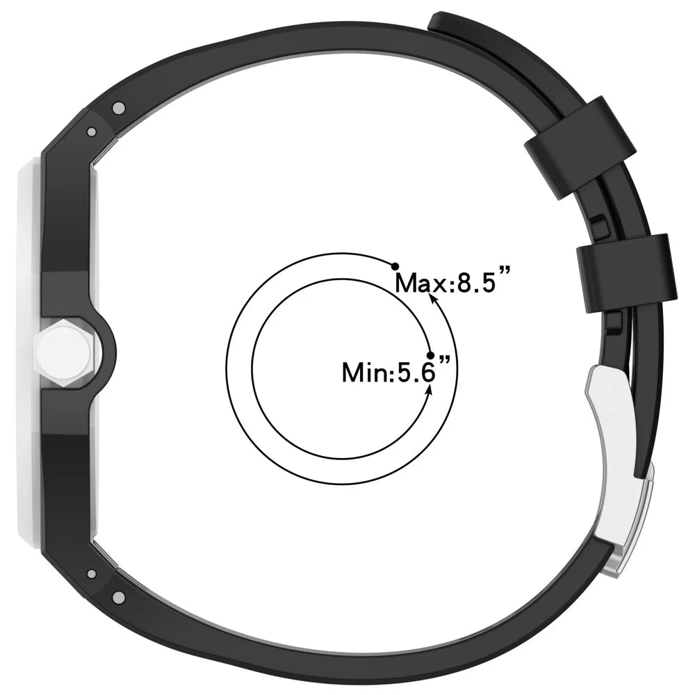 For Swatch Royal Pop Watch Strap Soft Silicone Watchband with Integrated Watch Case - Black+White - 7