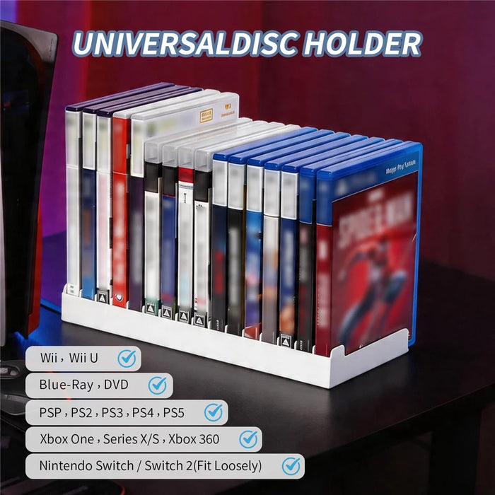 8026 16-in-1 Game Disc Storage Organizer for PS5  /  PS4  /  Nintendo Switch Universal Disc Holder Desktop Rack - White - 3