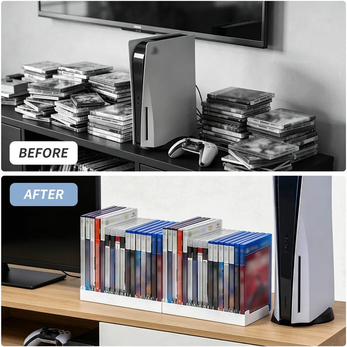 8026 16-in-1 Game Disc Storage Organizer for PS5  /  PS4  /  Nintendo Switch Universal Disc Holder Desktop Rack - White - 4