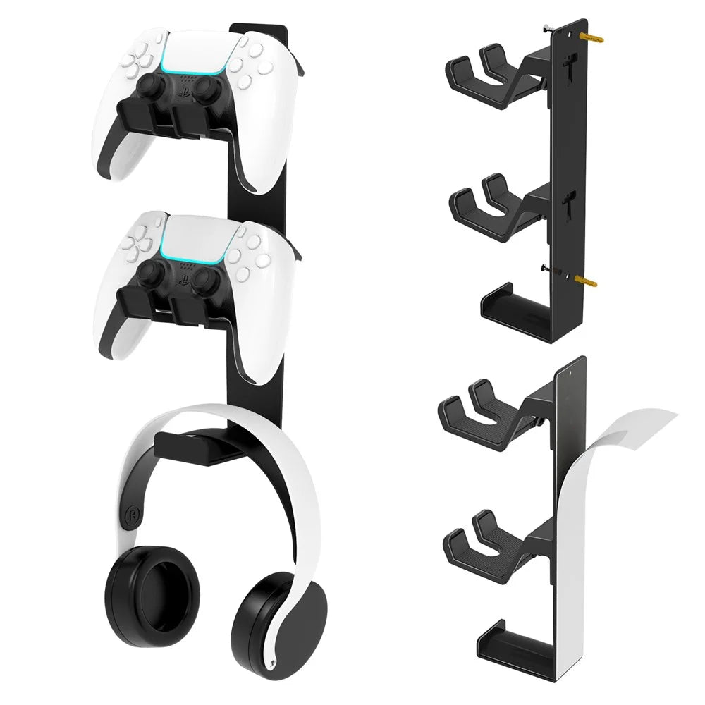 8023 Game Controller Headphone Wall Mount Stand Desktop Organizer for PS4  /  PS5  /  Xbox Gaming Accessories Holder - Black - 1