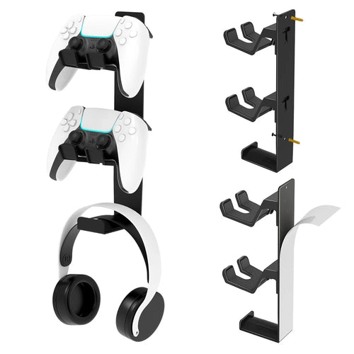 8023 Game Controller Headphone Wall Mount Stand Desktop Organizer for PS4  /  PS5  /  Xbox Gaming Accessories Holder - Black - 1