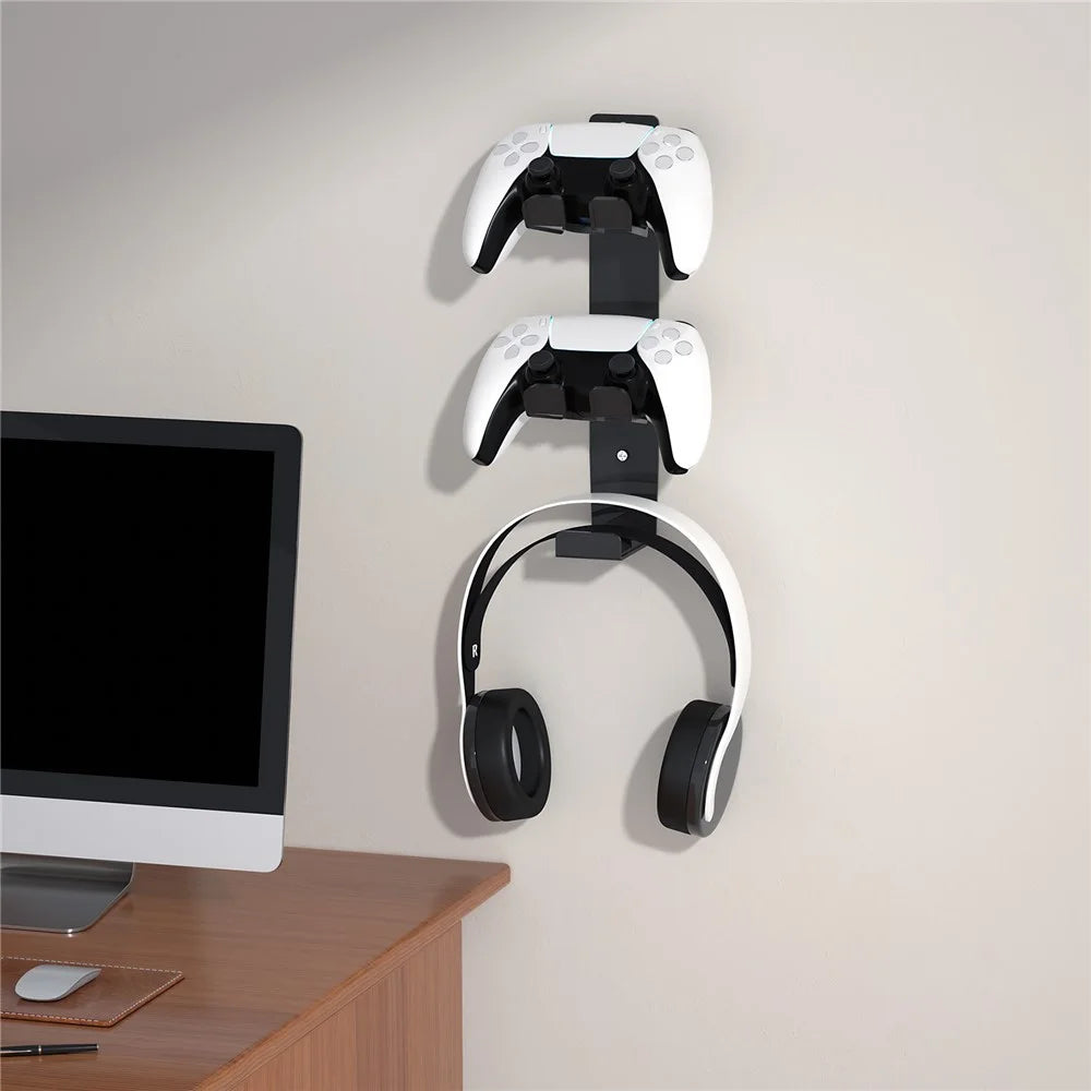 8023 Game Controller Headphone Wall Mount Stand Desktop Organizer for PS4  /  PS5  /  Xbox Gaming Accessories Holder - Black - 2