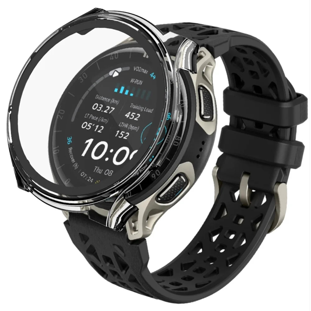 For Huami Amazfit Cheetah 2 Pro Watch Case PC Frame with Glass Screen Film - Black - 3