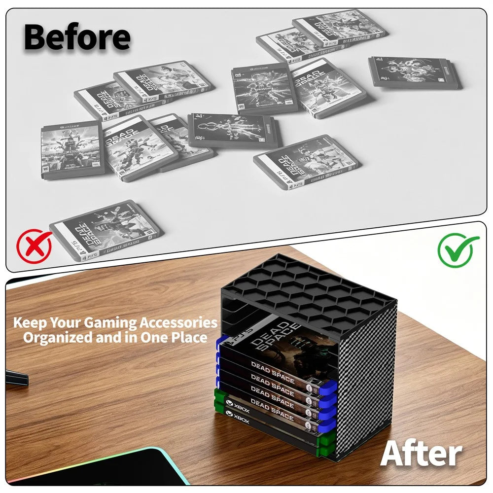 8056 2Pcs Game Disc Storage Tower DIY Modular for Nintendo Switch  /  PS5  /  PS4  /  Xbox Game Cartridge Organizer - Black - 5
