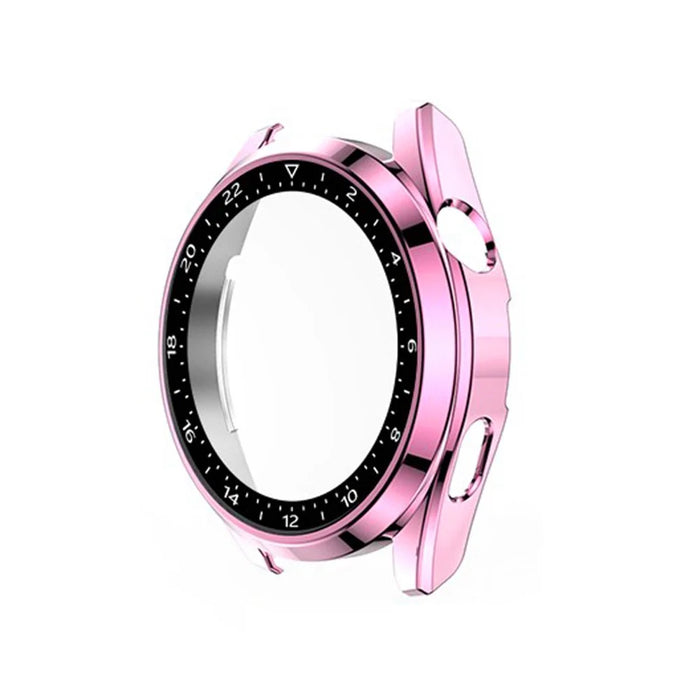 Scale Design Smart Watch Electroplated PC Frame Case with Tempered Glass Screen Protector for Huawei Watch 3 - Pink - 6