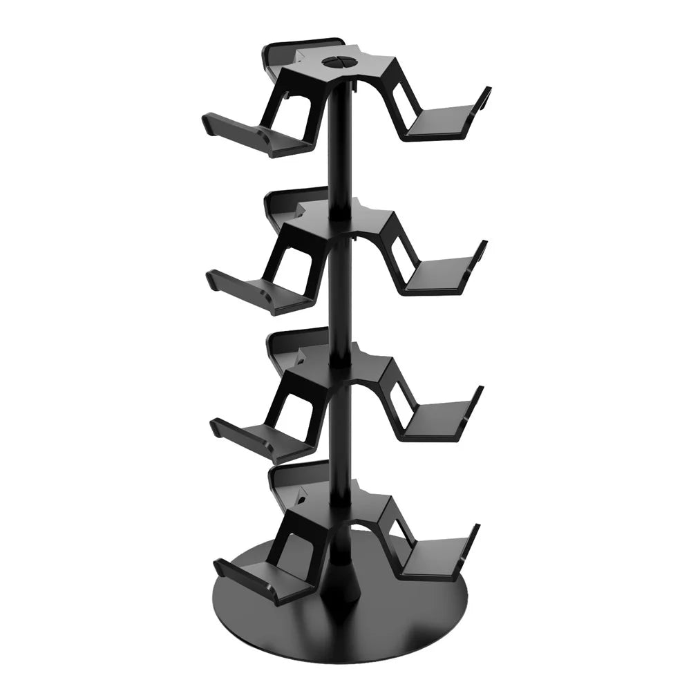 8002 4-Tier Game Controller Stand for Xbox  /  PS5  /  Nintendo Switch 360 Degree Rotating Multi-Functional Gaming Controller & Headphone Holder - Black - 1
