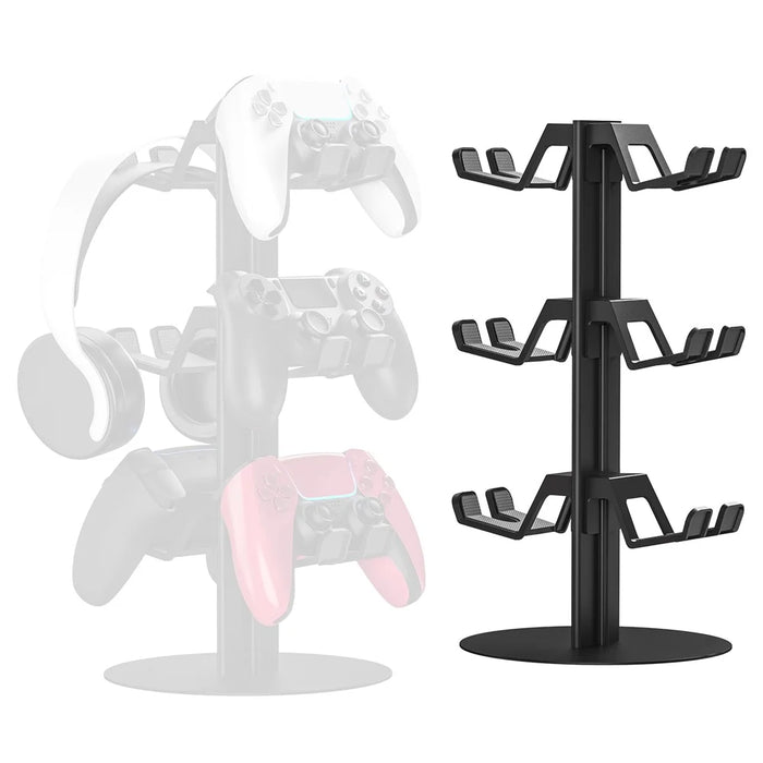 8012 3-Tier Gaming Controller Organizer Stand for Xbox  /  PS5  /  Nintendo Switch Multi-Layer Controllers Headphones Gaming Accessories Holder - Black - 1