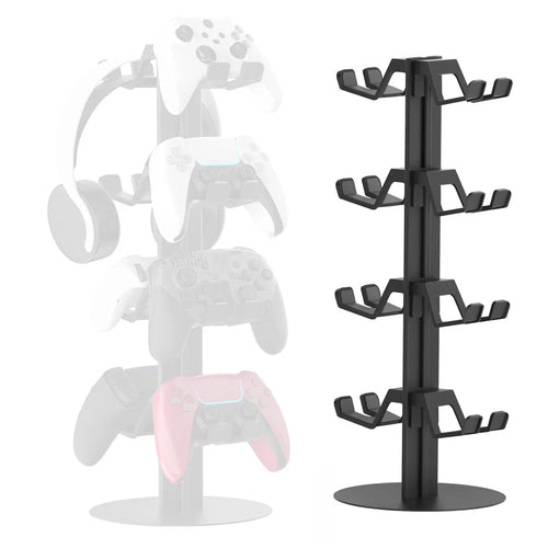 8012 4-Tier Gaming Controller Organizer Stand for Xbox  /  PS5  /  Nintendo Switch Multi-Layer Controllers Headphones Gaming Accessories Holder - Black - 1