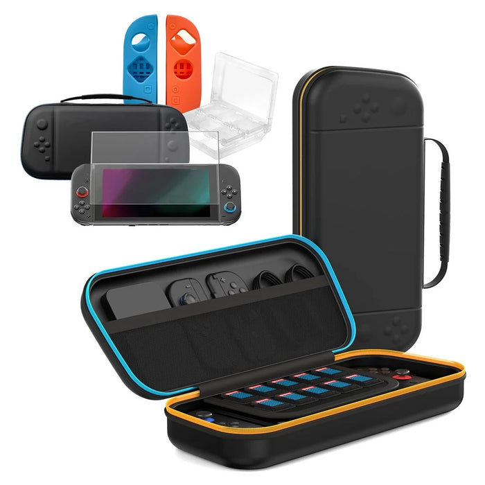 8029 Carrying Case for Nintendo Switch 2 PU Portable Travel Bag Multi-function Storage Pouch with Game Card Slots - Black - 1