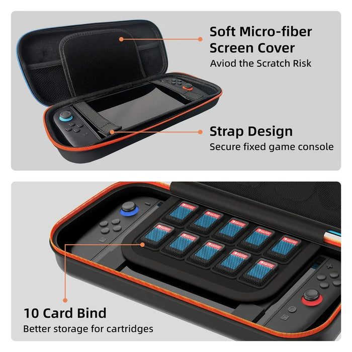 8029 Carrying Case for Nintendo Switch 2 PU Portable Travel Bag Multi-function Storage Pouch with Game Card Slots - Black - 2