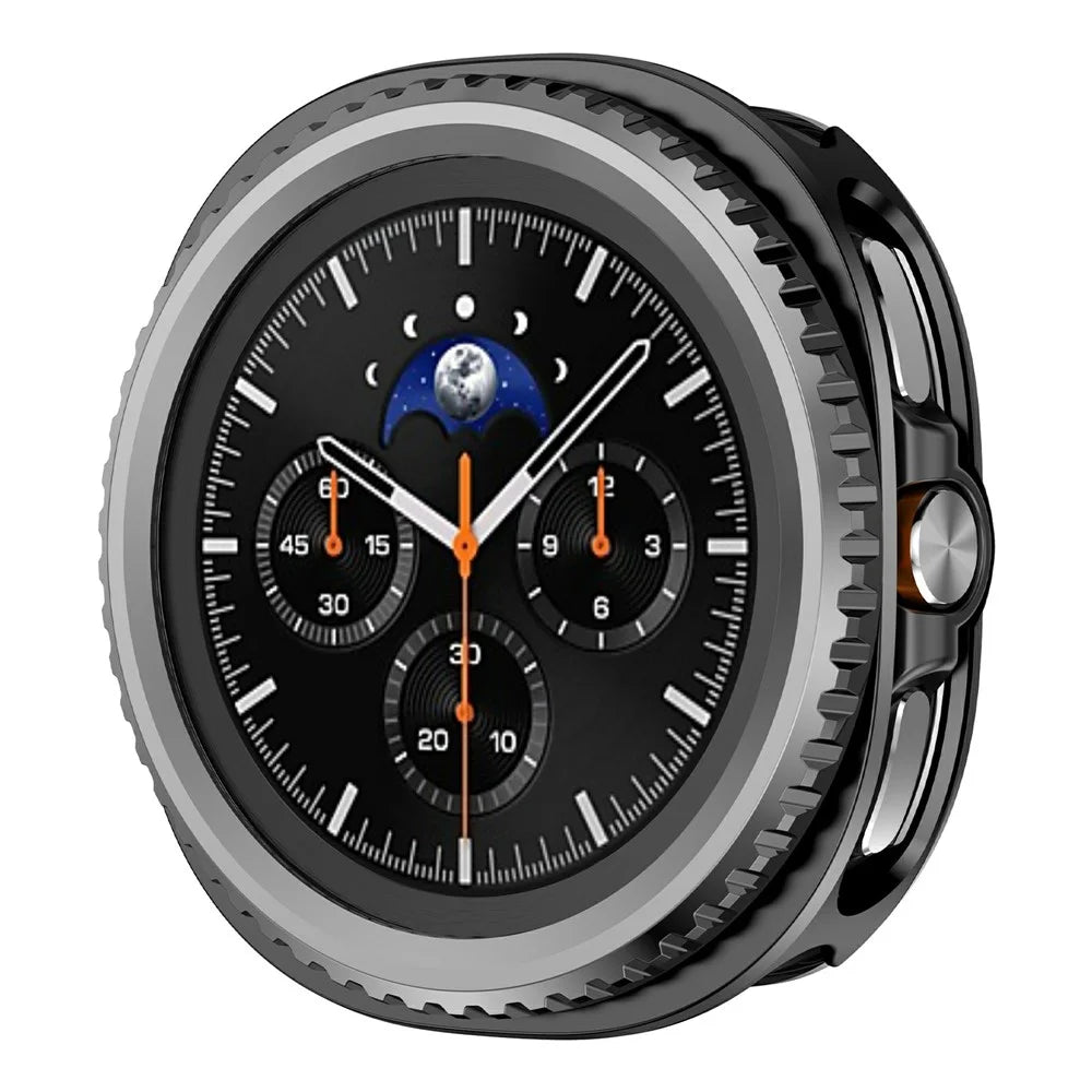 For Samsung Galaxy Watch8 Classic 46mm Case Rotating Metal Frame PC Protective Shell Watch Cover - Black - 1