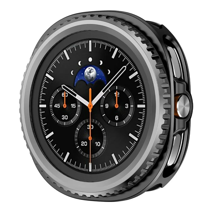 For Samsung Galaxy Watch8 Classic 46mm Case Rotating Metal Frame PC Protective Shell Watch Cover - Black - 1