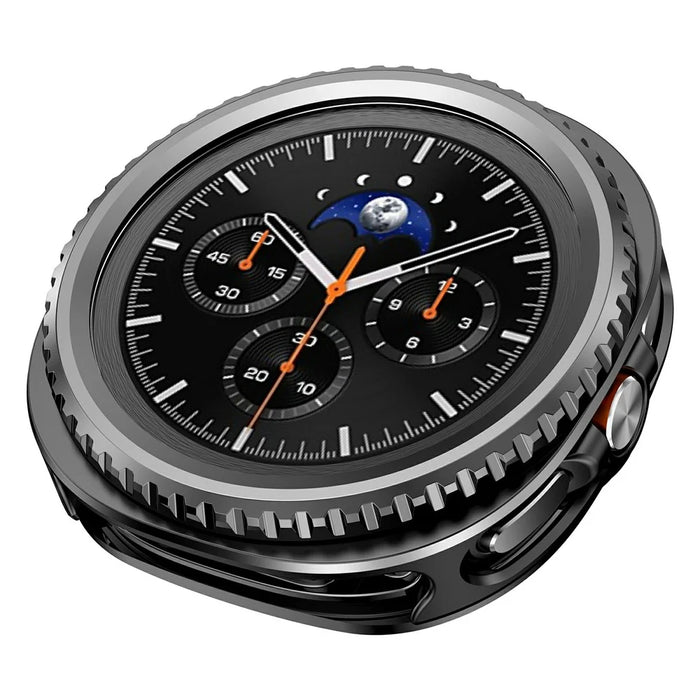 For Samsung Galaxy Watch8 Classic 46mm Case Rotating Metal Frame PC Protective Shell Watch Cover - Black - 2