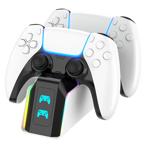 8055 Dual Controller Charging Dock For PS5  /  PS5 Slim  /  PS5 Pro  /  PS5 Edge  /  9-RGB Light Modes Fast Charge Station - 1