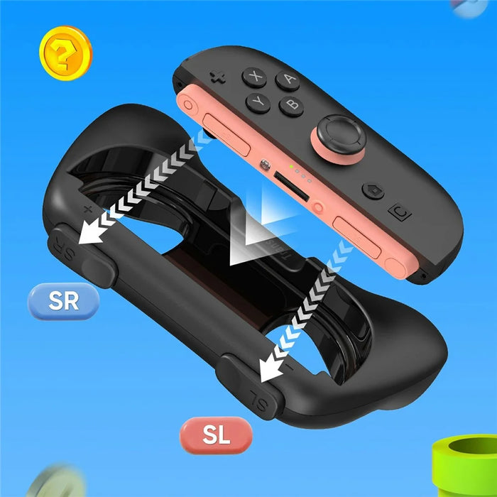 TRANSNOVO S73-010 2Pcs Gaming Controller Grips for Nintendo Switch 2 Joy-Con Ergonomic Anti-slip Handle Handheld Holder - Black - 4