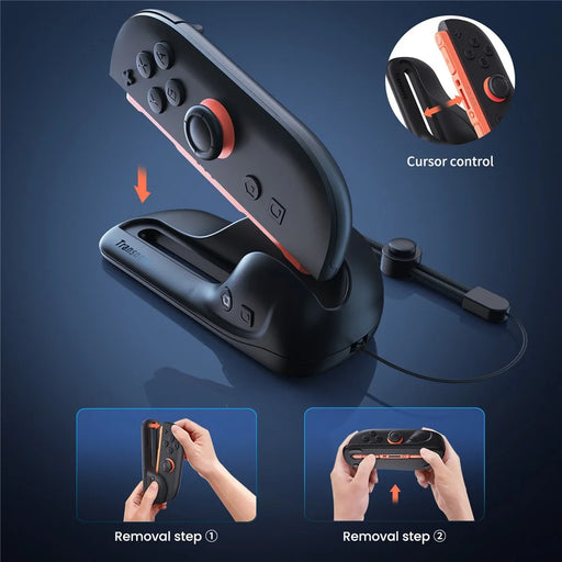 TRANSNOVO S73-014 2Pcs Controller Mouse Stand Grip for Nintendo Switch 2 Ergonomic Gaming Portable Mouse Dock Controller Stand - Black - 2