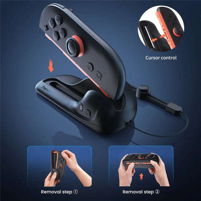 TRANSNOVO S73-014 2Pcs Controller Mouse Stand Grip for Nintendo Switch 2 Ergonomic Gaming Portable Mouse Dock Controller Stand - Black - 2