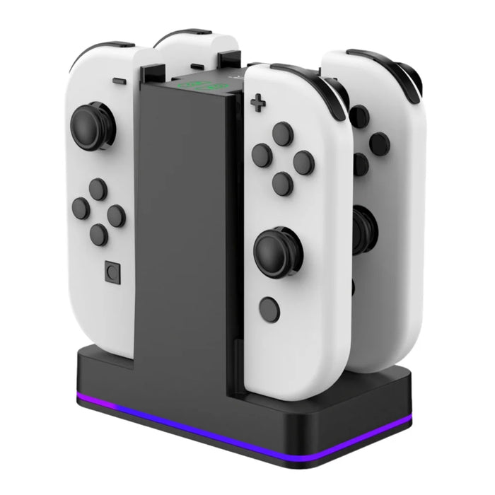 SN009 4-Slot Charging Station for Nintendo Switch/Switch 2 Joy-Con Controller with RGB Breathing Light - Black - 5