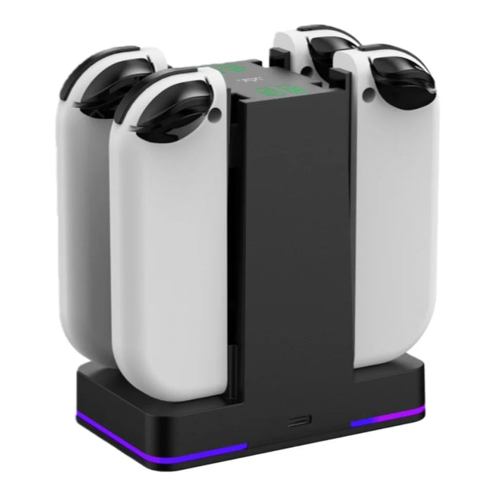 SN009 4-Slot Charging Station for Nintendo Switch/Switch 2 Joy-Con Controller with RGB Breathing Light - Black - 6