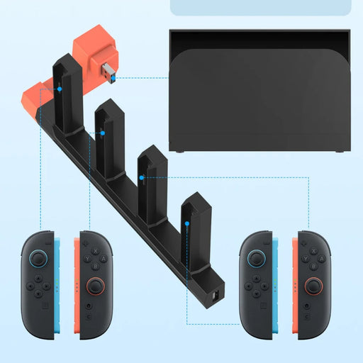 TRANSNOVO S73-013 For Nintendo Switch 2 4-Controller Charging Station with LED Indicator - 2