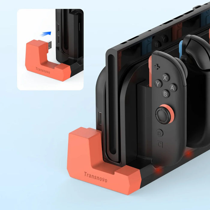 TRANSNOVO S73-013 For Nintendo Switch 2 4-Controller Charging Station with LED Indicator - 3