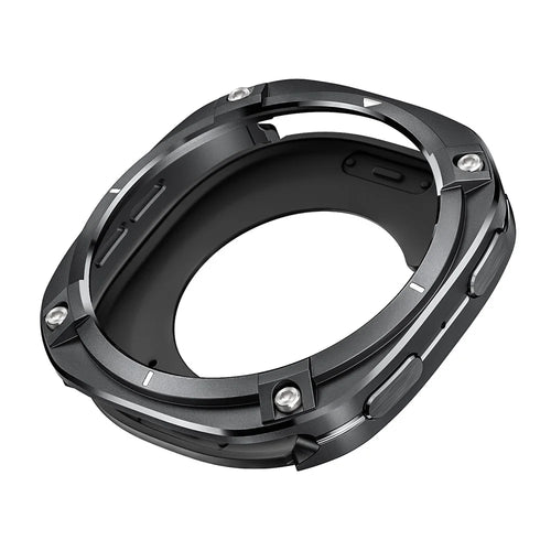 For Samsung Galaxy Watch8 44mm Protective Case Cyber Style Metal PC Watch Cover - Black / White - 1