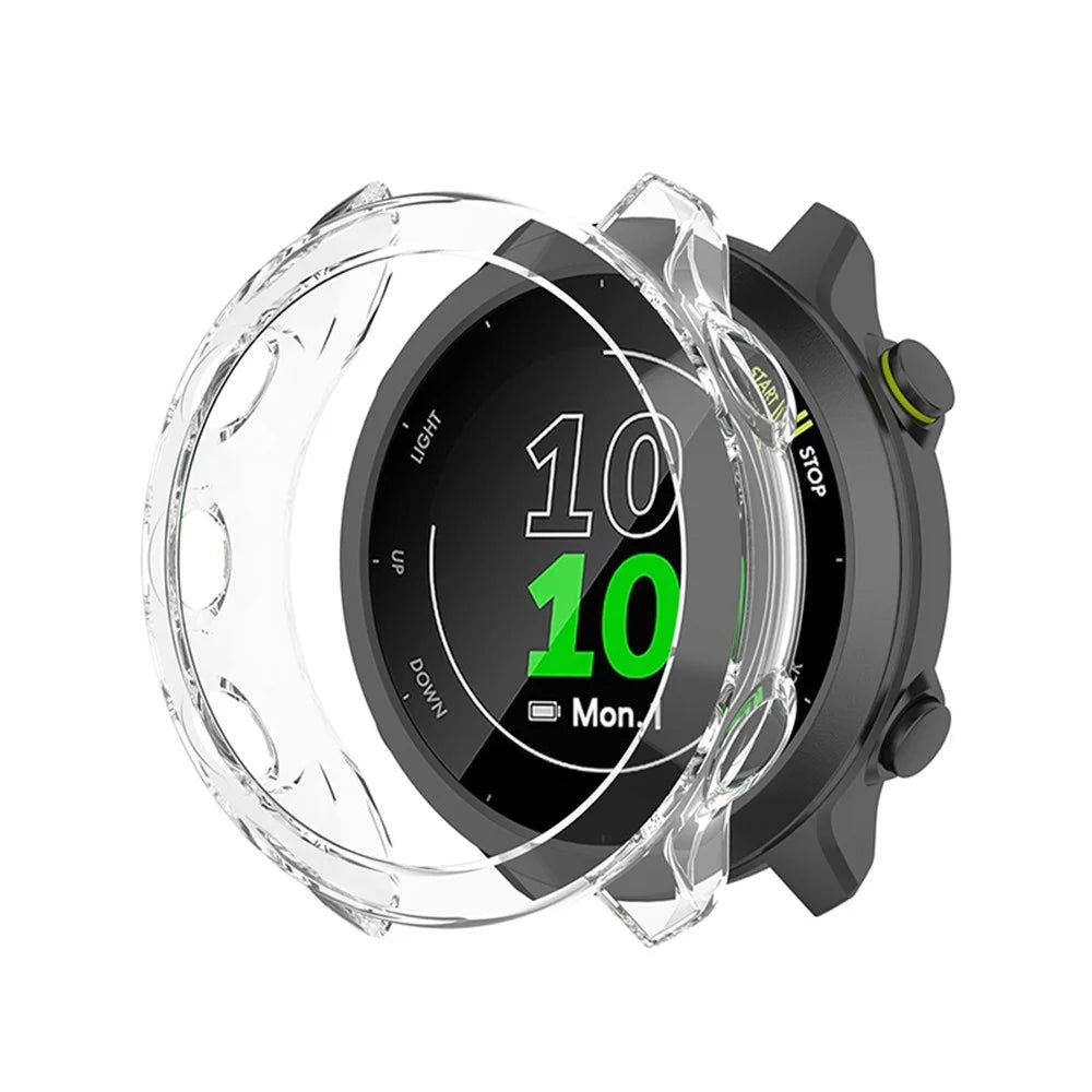 Shockproof TPU Watch Protective Half Cover Case for Garmin Forerunner 55/158 - Transparent White - 3