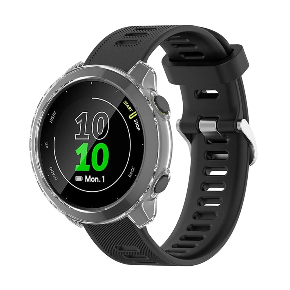 Shockproof TPU Watch Protective Half Cover Case for Garmin Forerunner 55/158 - Transparent White - 5