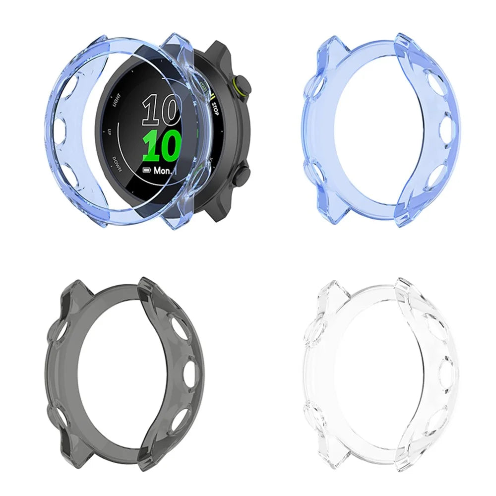 Shockproof TPU Watch Protective Half Cover Case for Garmin Forerunner 55/158 - Transparent White - 7