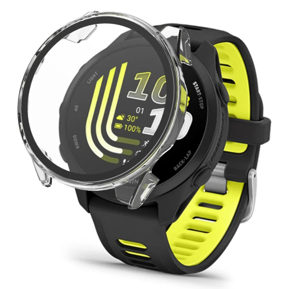 For Garmin Forerunner 170 / Forerunner 70 Watch Case PC Frame with Tempered Glass Screen Film - Transparent - 2