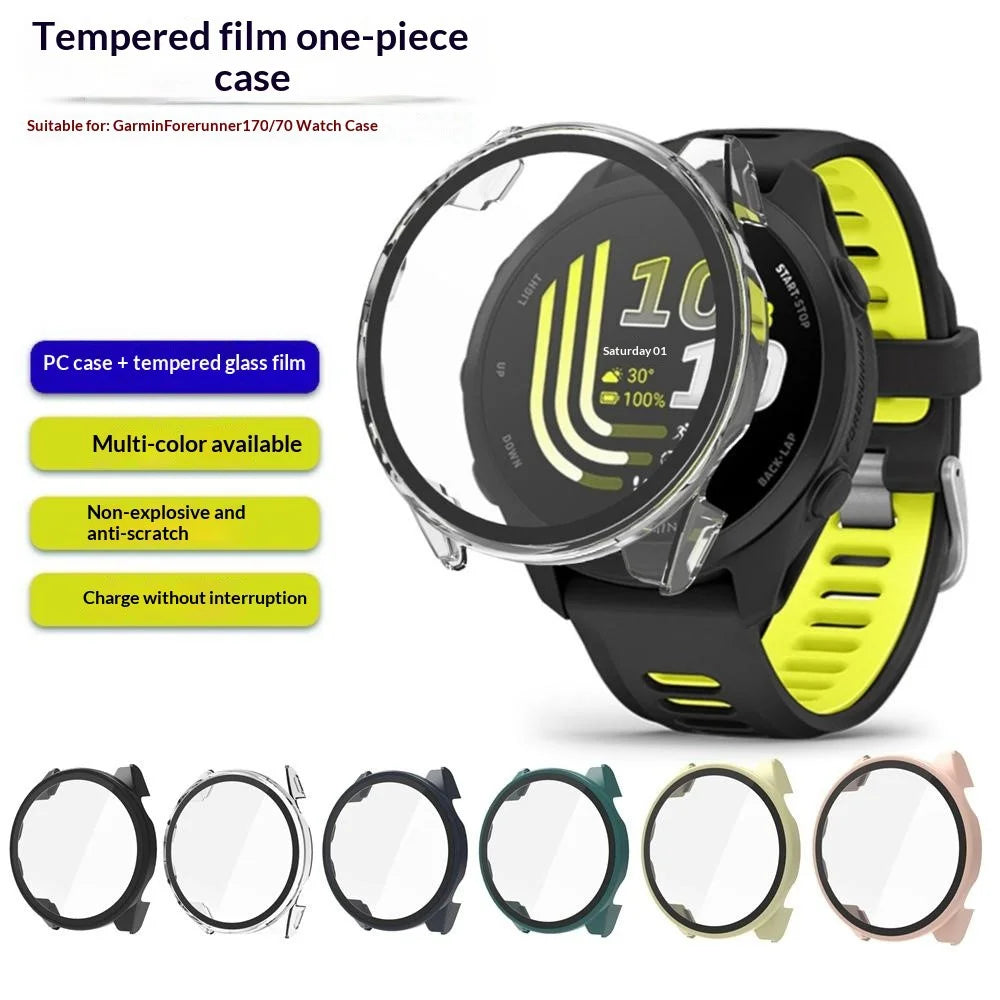For Garmin Forerunner 170 / Forerunner 70 Watch Case PC Frame with Tempered Glass Screen Film - Transparent - 5