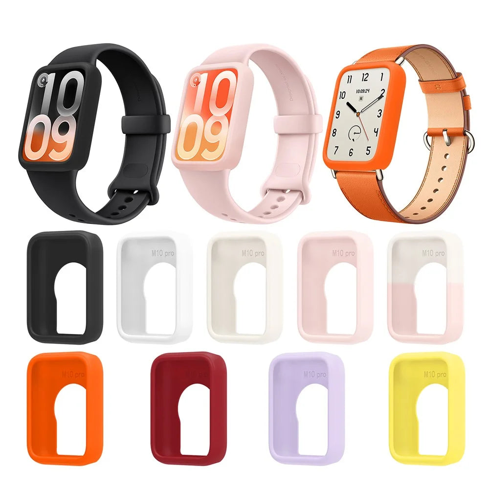 For Xiaomi Smart Band 10 Pro Watch Case Shock Absorbing Scratch Resistant Silicone Protective Cover - Black - 5