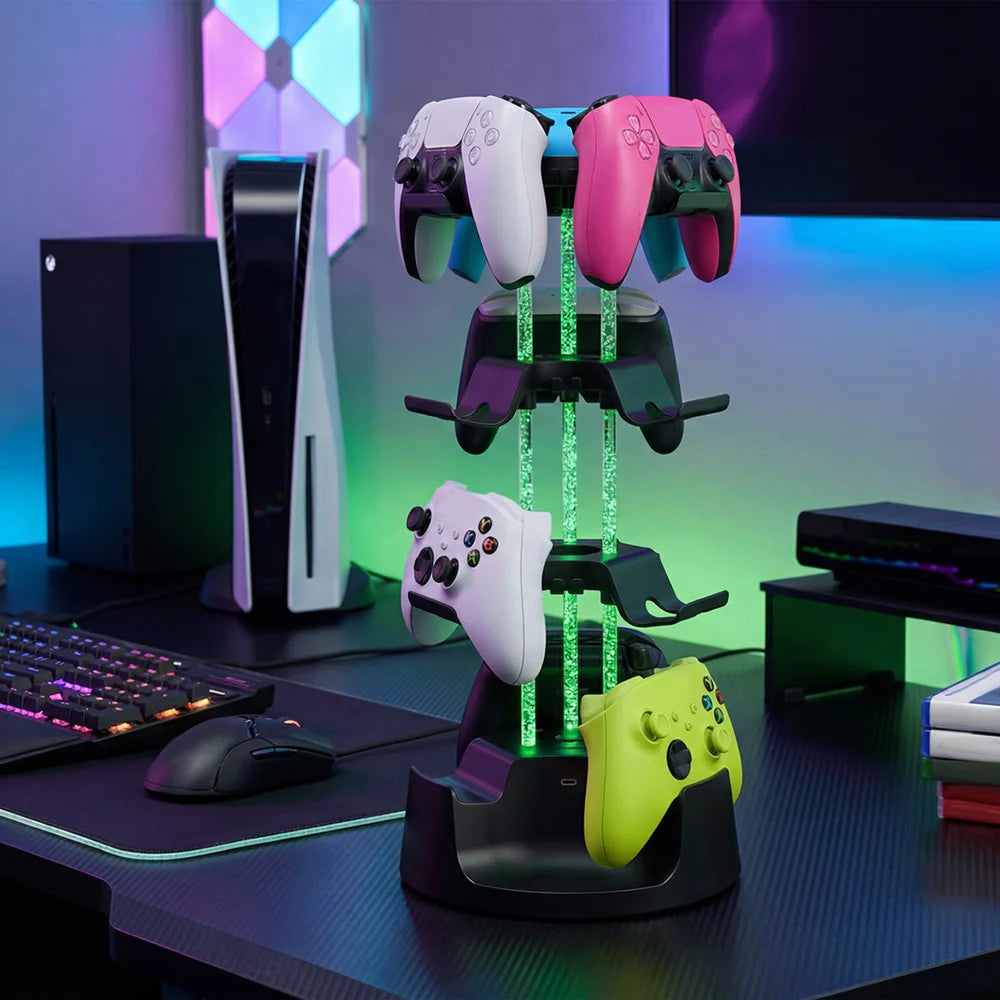 DOBE FOMIS ELECTRONICS TY-6801 Game Controller Charging Stand for Xbox One / Series X / S / Sony PlayStation 4/5 Storage Organizer with LED Light - US Plug - 4