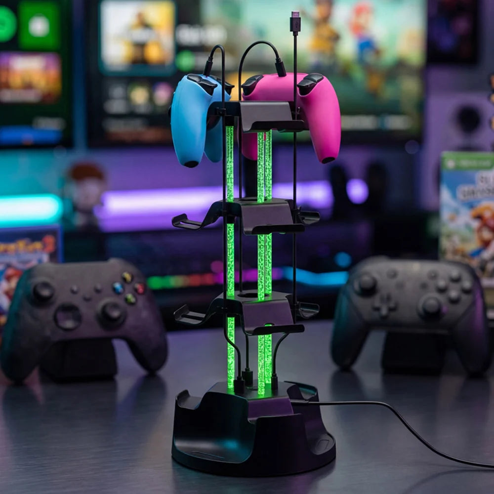 DOBE FOMIS ELECTRONICS TY-6801 Game Controller Charging Stand for Xbox One / Series X / S / Sony PlayStation 4/5 Storage Organizer with LED Light - US Plug - 5