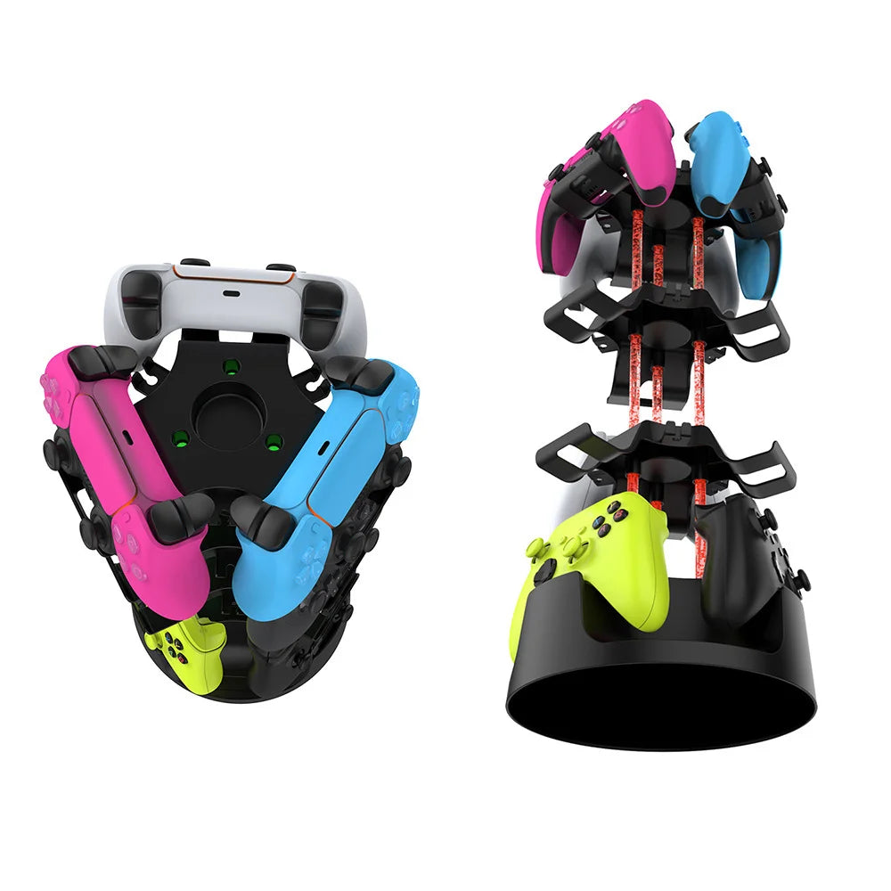 DOBE FOMIS ELECTRONICS TY-6801 Game Controller Charging Stand for Xbox One / Series X / S / Sony PlayStation 4/5 Storage Organizer with LED Light - US Plug - 7