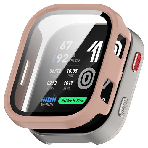 For Huami Amazfit Bip Max Hard PC Watch Case with Tempered Glass Screen Film - Pink - 1