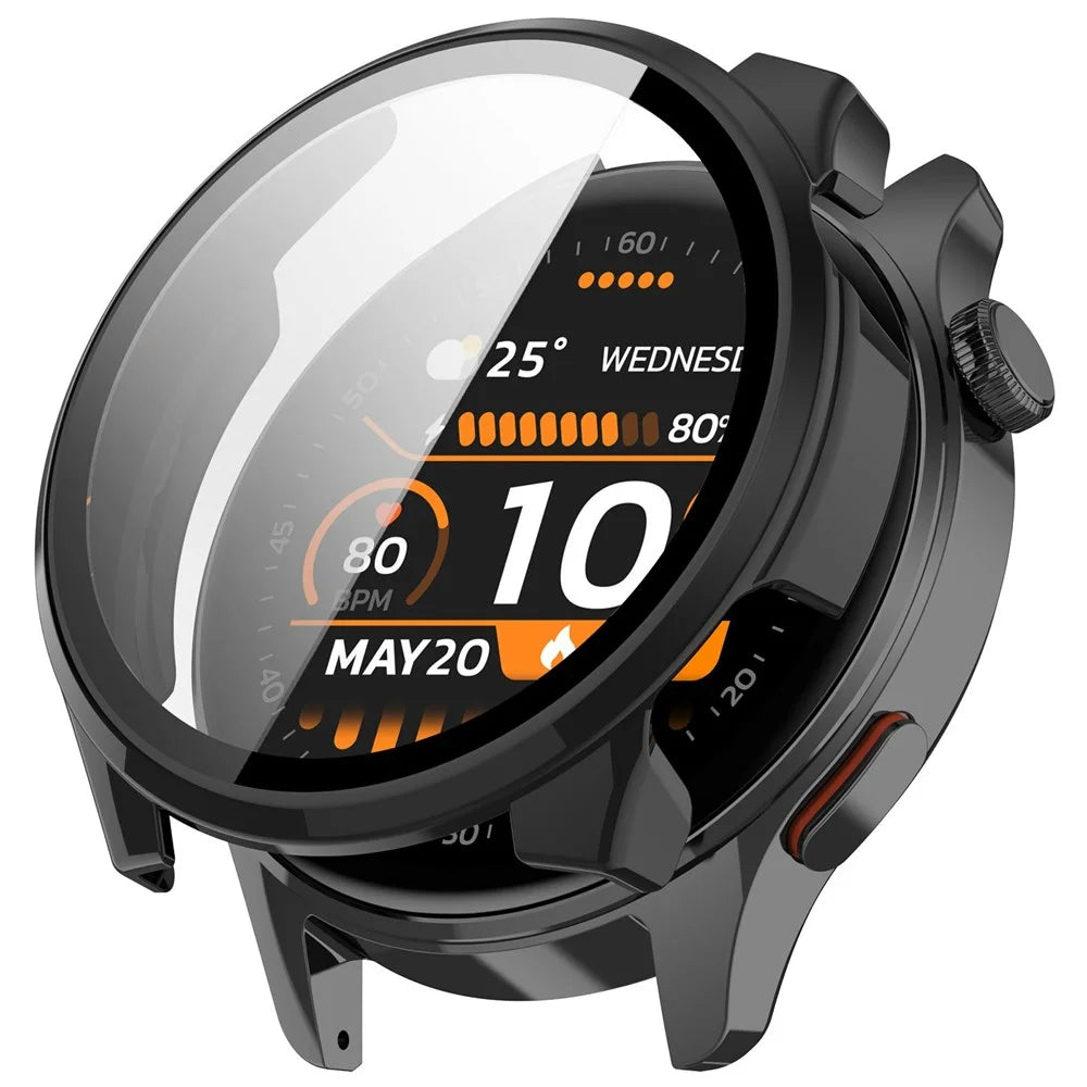 For Haylou Watch 4S Protective Case with Tempered Glass Screen Protector PC Watch Cover - Black - 1