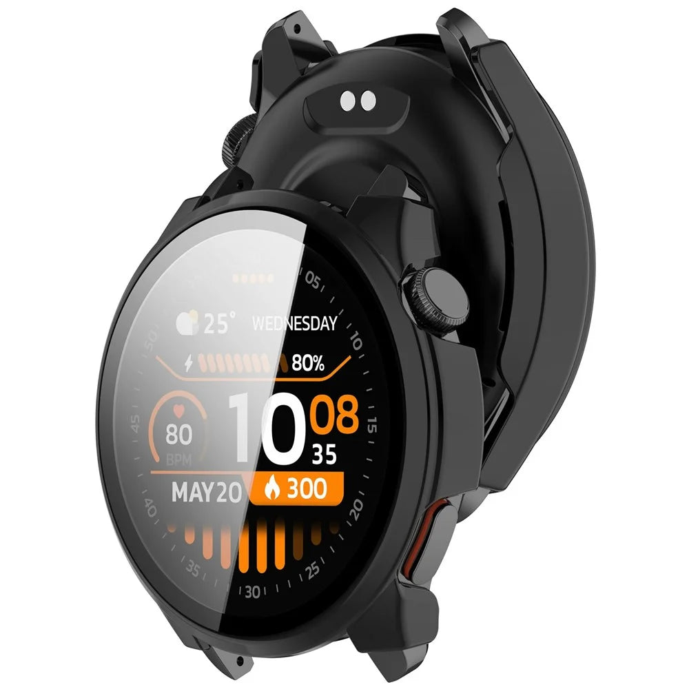 For Haylou Watch 4S Protective Case with Tempered Glass Screen Protector PC Watch Cover - Black - 2