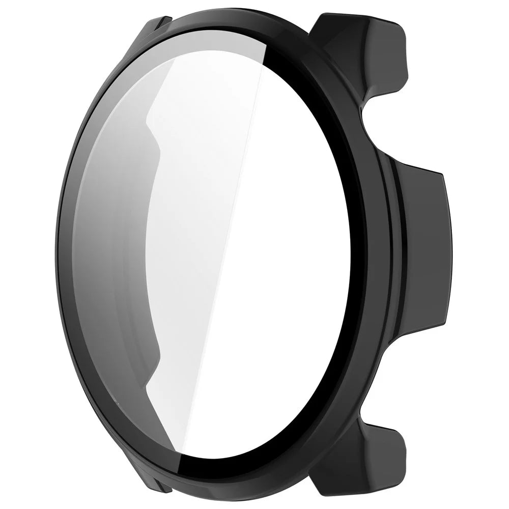 For Haylou Watch 4S Protective Case with Tempered Glass Screen Protector PC Watch Cover - Black - 4