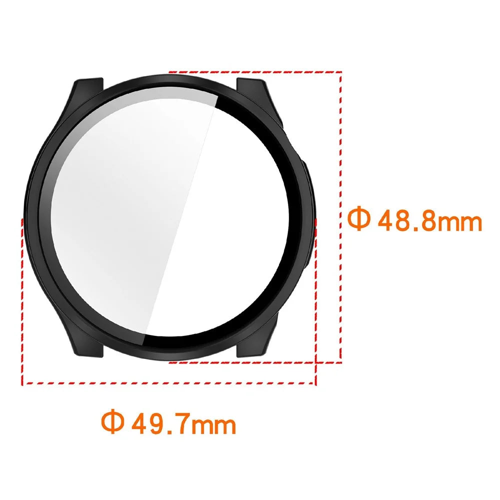 For Haylou Watch 4S Protective Case with Tempered Glass Screen Protector PC Watch Cover - Black - 6