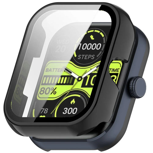 For Haylou Watch 4 Protective Case with Tempered Glass Screen Protector PC Watch Cover - Black - 1