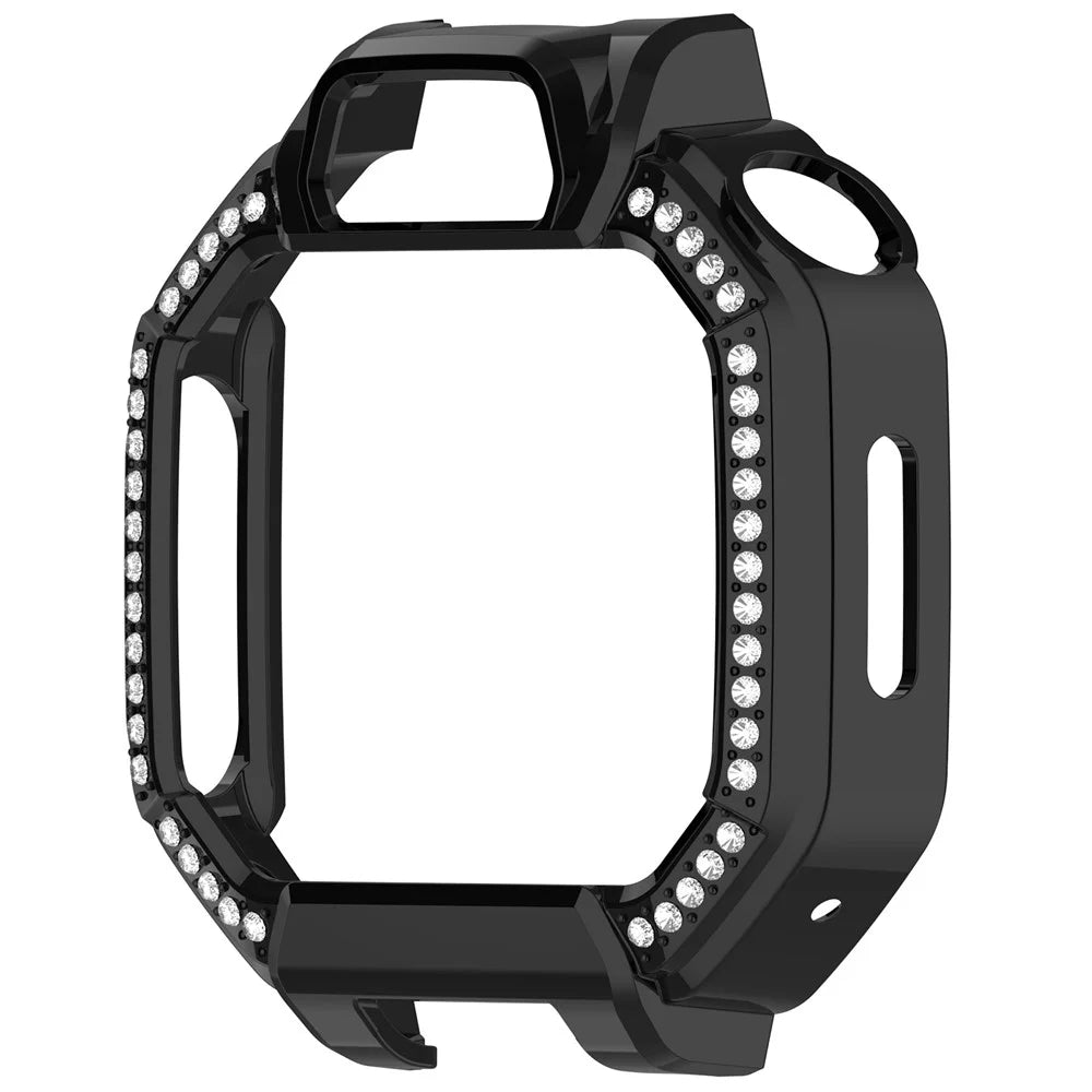 For Huawei Watch Kids X1 / X1 Pro Case Rhinestone Decor Hollow PC Watch Cover with Tempered Glass Screen Protector - Black - 5